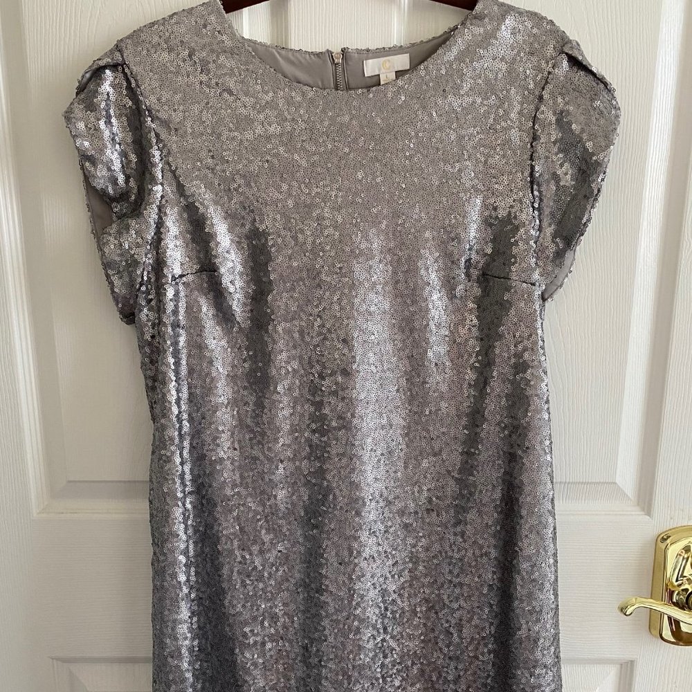 Charming Charlie Silver Sequin Shorty Dress Size Large
